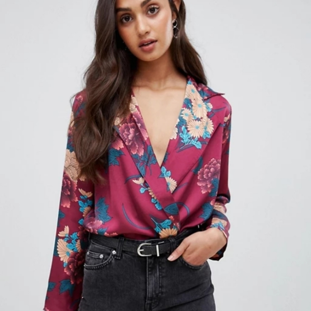 Flowered print body suit